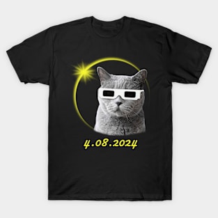 Total solar eclipse 2024 Cat Wearing Eclipse Glasses T-Shirt